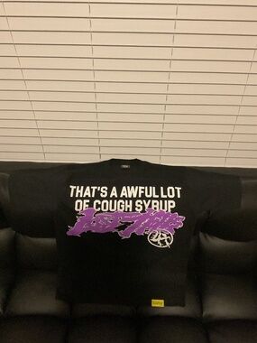 Lot Hills x Awful Lot of Cough Syrup Black Tee Size Large Brand New